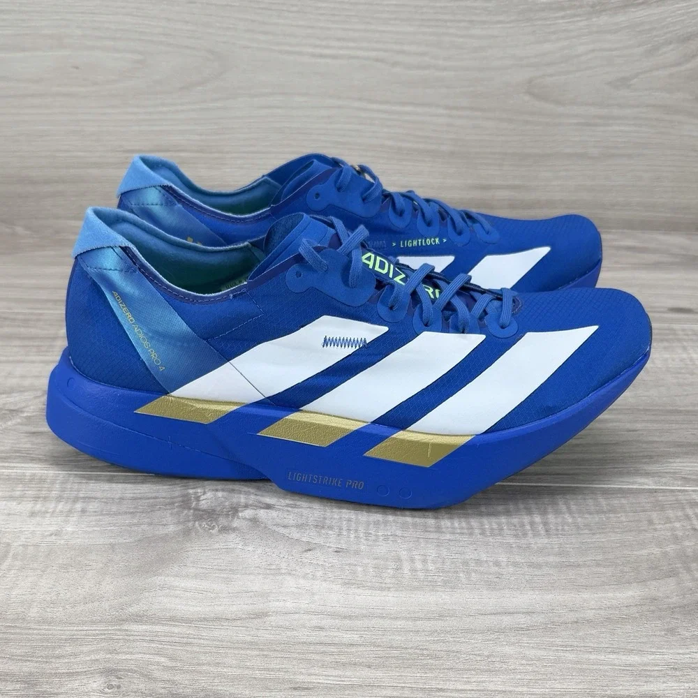 **Adidas ADIZERO ADIOS PRO 4 Blue White Lime Burst (JP6622) Authentic Men's 10